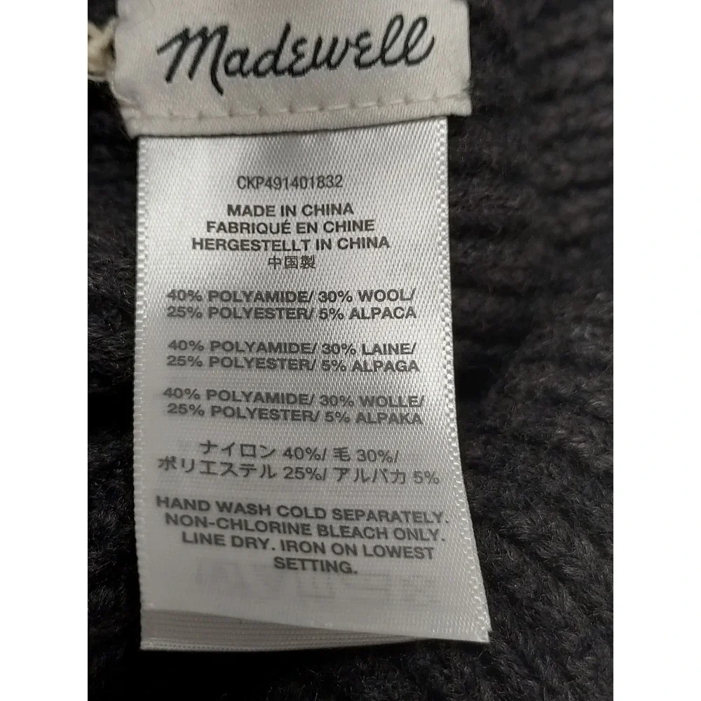 Madewell Women Beanie Hat One Size Gray‎ Cuffed Ribbed Knit Warm Winter Comfort